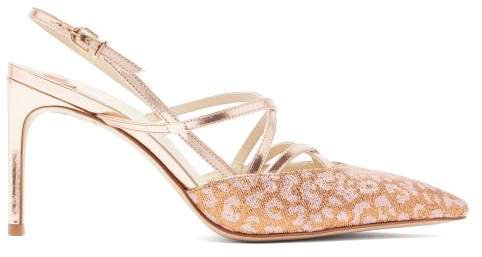 Odette Leopard Jacquard Mirrored Leather Sandals - Womens - Gold Multi