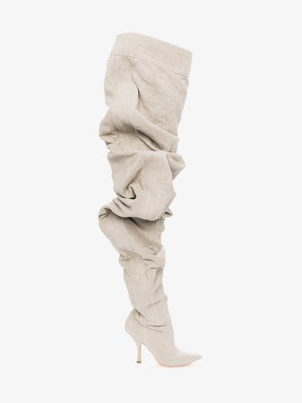Y/Project Nude Draped 110 Linen Over-The-Knee Boots | Browns