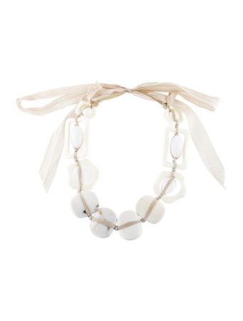 Lanvin Howlite, Glass & Resin Ribbon Necklace - Necklaces - LAN81751 | The RealReal