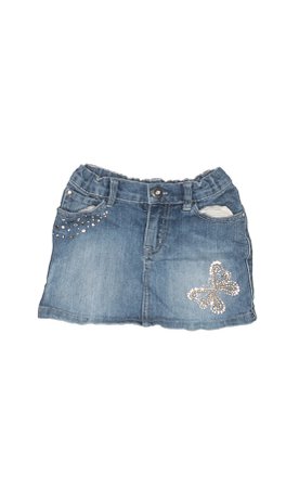 jean skirt w/ butterfly and sequin accent