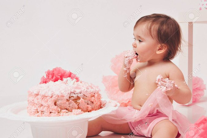 baby girl eating cake - Google Search