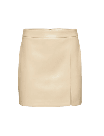 cream leather skirt