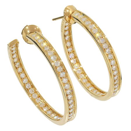 Cartier classical music hoop diamond pierced earrings