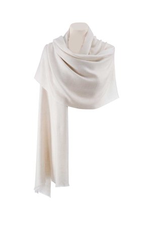 Natural white hand loomed kashmiri cashmere shawl