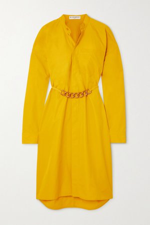 Yellow Chain-embellished cotton-poplin shirt dress | Givenchy | NET-A-PORTER