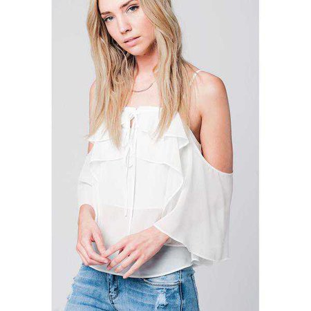 Tops | Shop Women's Cream Cold Shoulder Top at Fashiontage | 4407706-31361