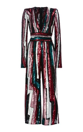 Striped Sequined Tulle Jumpsuit by Zuhair Murad | Moda Operandi