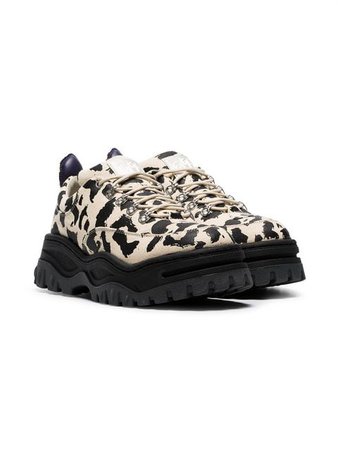 Eytys black and beige Angel leopard print canvas sneakers