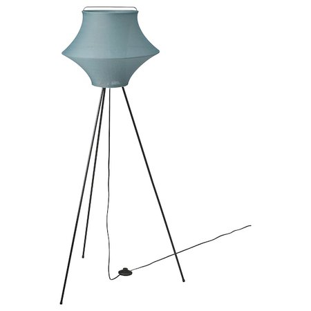FYXNÄS Floor lamp with LED bulb, turquoise - IKEA