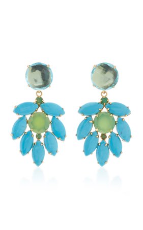 Earring Set with Blue Quartz #15 Round Turquoise Marquis and Chrysoprase by Bounkit | Moda Operandi