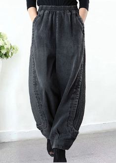 soolinen black denim pants