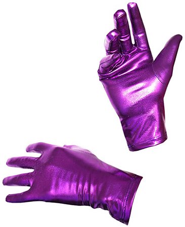 Seeksmile Costume Shiny Metallic Gloves Pink