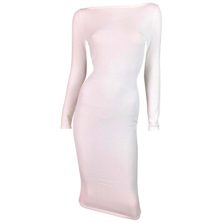 NWT S/S 1998 Gucci by Tom Ford Semi-Sheer White Bodycon Wiggle Dress For Sale at 1stDibs