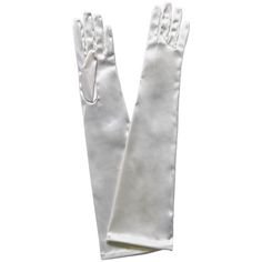 Silver Satin Opera Gloves