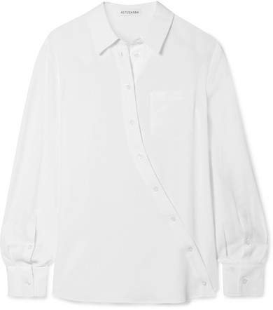 Garcia Asymmetric Crepe De Chine Shirt - White