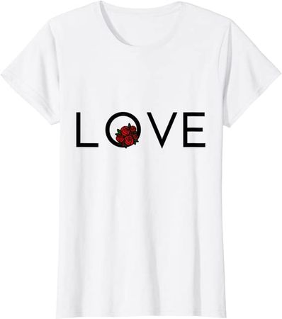 Love and Roses Women's T-shirt. Floral Feelings Original Tee : Clothing, Shoes & Jewelry