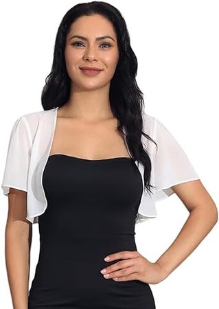 Amazon.com: Unicra Women Shrug Soft Chiffon Open Front Bolero Short Sleeve Sheer Cardigan for Evening Dress : Clothing, Shoes & Jewelry