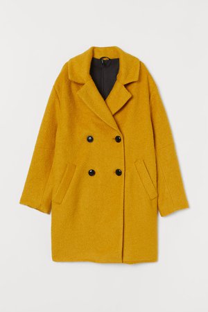 Double-breasted Coat - Mustard yellow - | H&M US