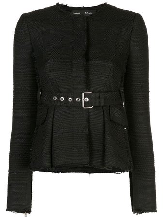 Proenza Schouler Tweed Belted Jacket R1932004TY033 Black | Farfetch