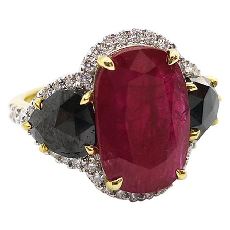 Ruby with Diamond Ring Set in 18 Karat White Gold Setting For Sale at 1stDibs