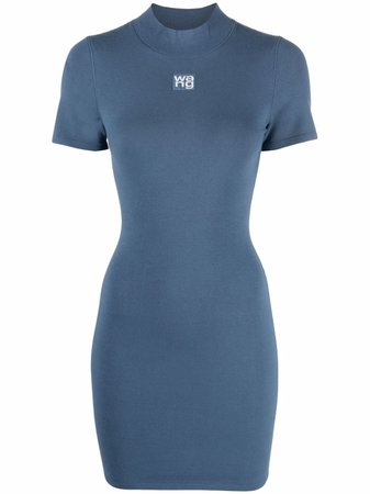 Shop Alexander Wang logo-patch shortsleeved dress with Express Delivery - FARFETCH