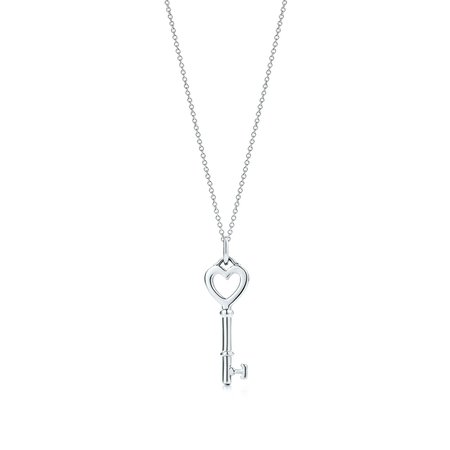 Tiffany Keys heart key charm in sterling silver on a chain. | Tiffany & Co.