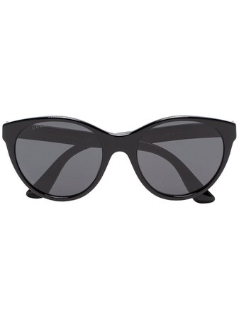 Gucci Eyewear Black Curved Cat Eye Sunglasses - Farfetch