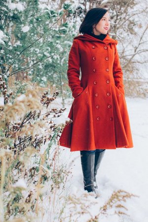 red coat women model
