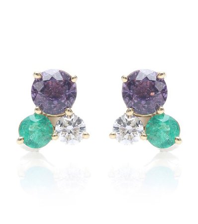 18Kt Yellow Gold Earrings With Diamond, Sapphire And Emerald - Jemma Wynne | mytheresa.com