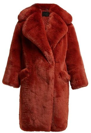 Faux Fur Coat - Womens - Burgundy