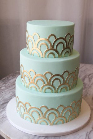 Mint and Gold Wedding Cake 1