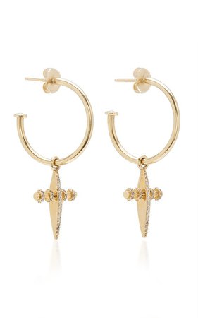 14K Gold Diamond Hoop Earrings by Sheryl Lowe | Moda Operandi