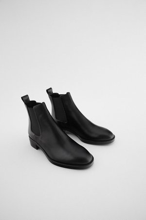 FLAT LEATHER ANKLE BOOTS | ZARA United States