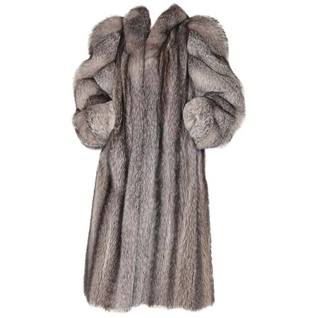 *clipped by @luci-her* Raccoon fur coat with silver fox trim and sleeves