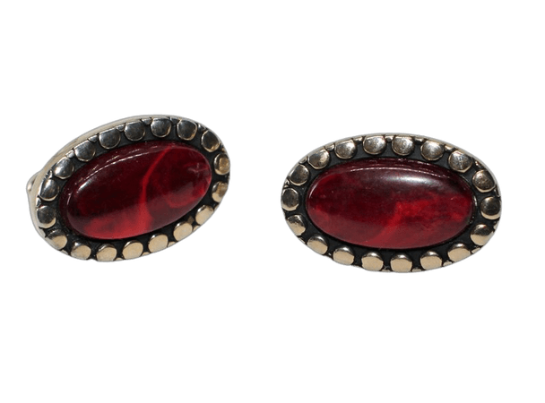 1970's Cufflinks, Red Gold Oval