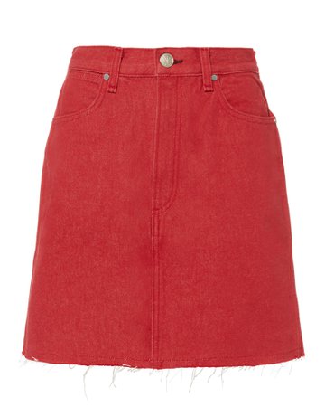 Moss Red Denim Mini Skirt