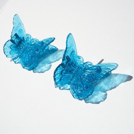Blue butterfly clips