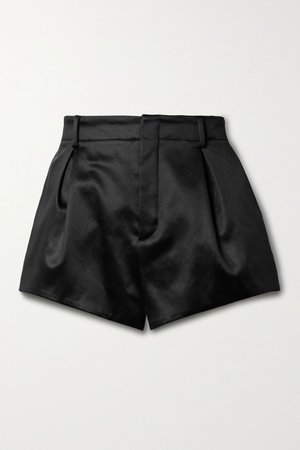 Black Cotton-blend satin shorts | SAINT LAURENT | NET-A-PORTER