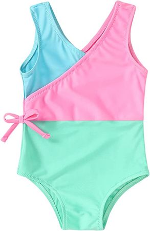 Amazon.com: YOUNGER TREE Toddler Girl One Piece Swimsuit Color Block Stripe Swimwear Summer Beach Bathing Suit 12M-5T (18-24 Months, Red Pink): Clothing, Shoes & Jewelry