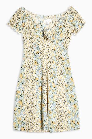 Yellow and Blue Floral Tie Front Flippy Dress | Topshop