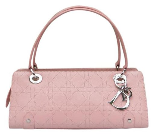 Dior Sold Blue East West Cannage Clutch Pink Leather Tote - Tradesy