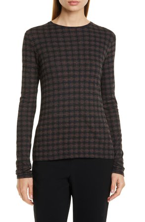 Vince Check Plaid Long Sleeve Knit Top | Nordstrom