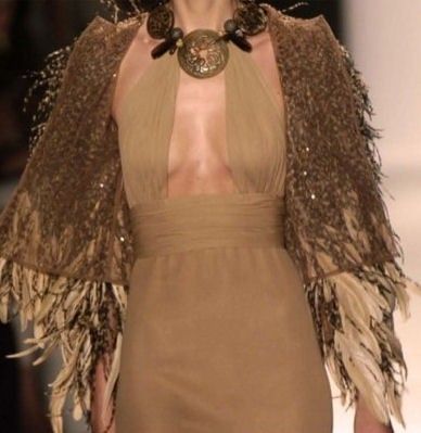 taupe feather cape