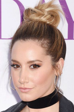 Ashley Tisdale Straight Medium Brown Bun, Ombré, Two-Tone Hairstyle | Steal Her Style