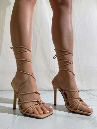Tie Leg Thin Strap Sandals | SHEIN USA