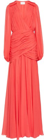 Ruched Silk-Georgette Gown
