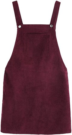 Amazon.com: Romwe Women's Straps A-line Corduroy Pinafore Bib Pocket Overall Dress Burgundy S: Clothing
