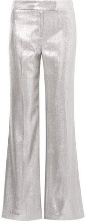 Eden Metallic Woven Wide-leg Pants - Silver