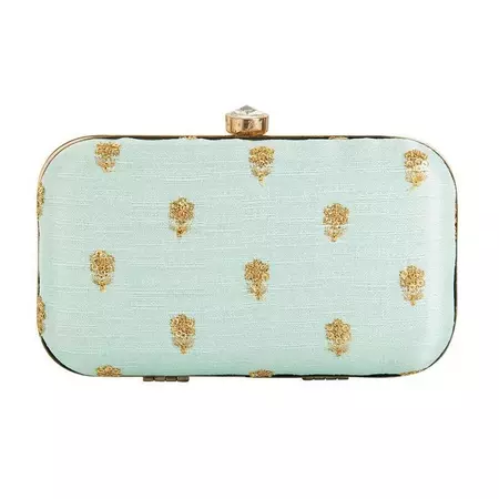 Light Blue and Golden Zari Embroidery Party wear Fancy Clutches – Stilento