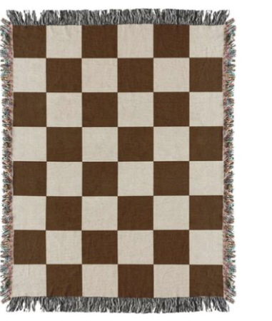brown and white blanket